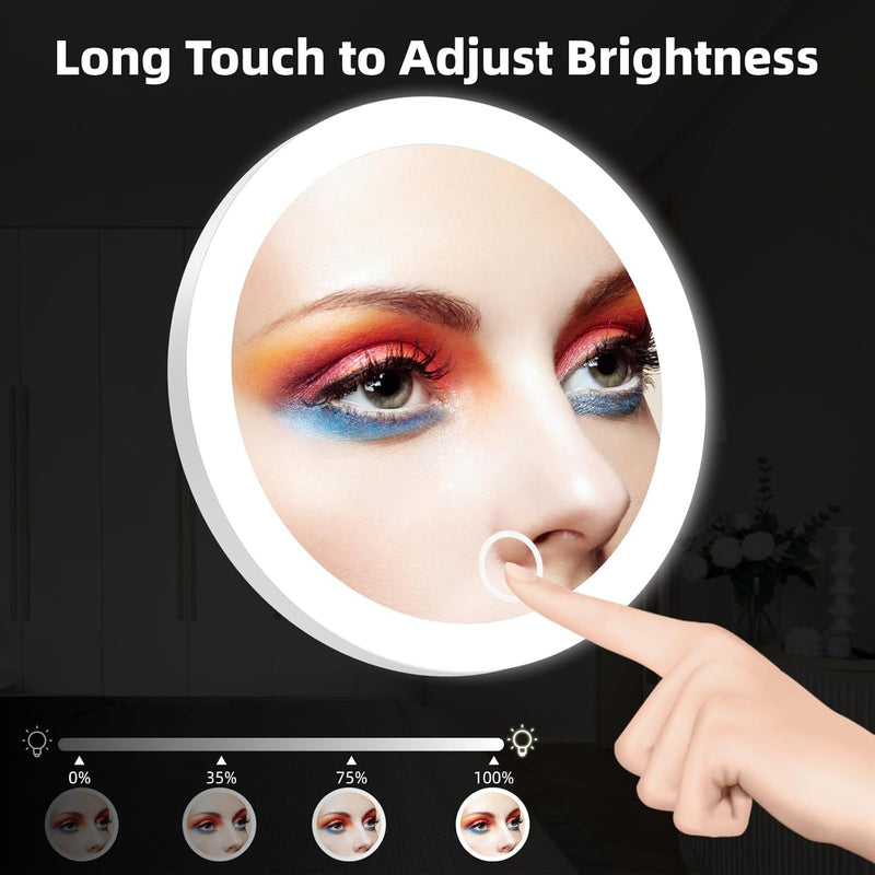 10cm Round 10x 20x 30x 40x Magnifying LED Makeup Mirror With Suction Cup